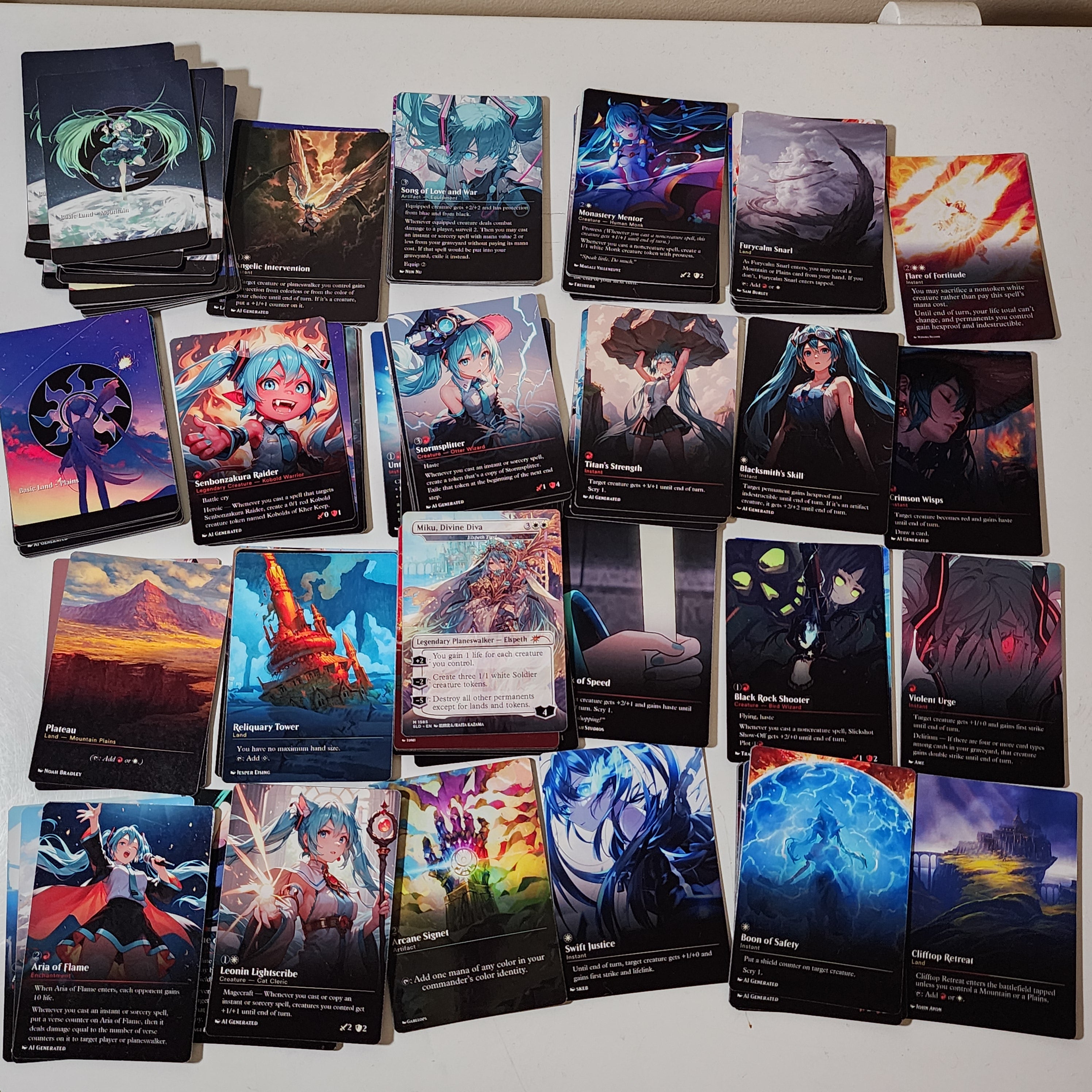 Hatsune Miku Anime MTG Proxy Commander Deck 100 Cards — Custom Magic The Gathering Deck
