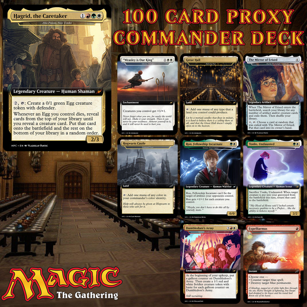 Harry Potter Hogwarts 100 Card MTG Proxy EDH Commander Deck — Custom Magic The Gathering Deck