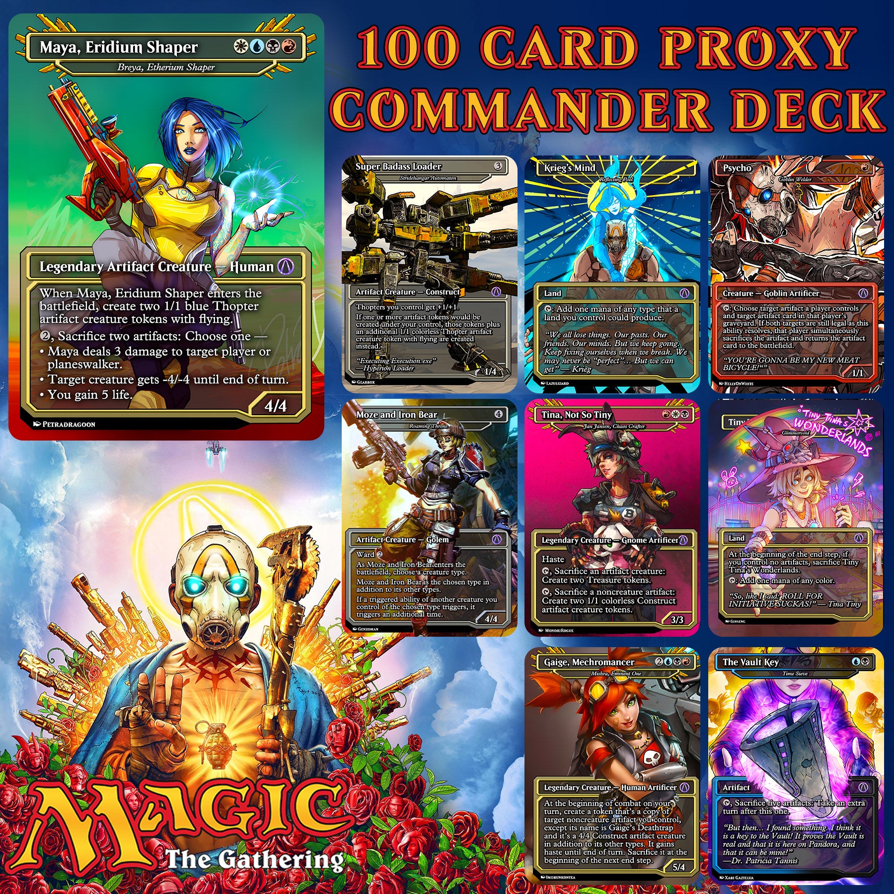 Borderlands Video Game MTG Proxy Commander Deck 100 Cards — Custom Magic The Gathering Deck