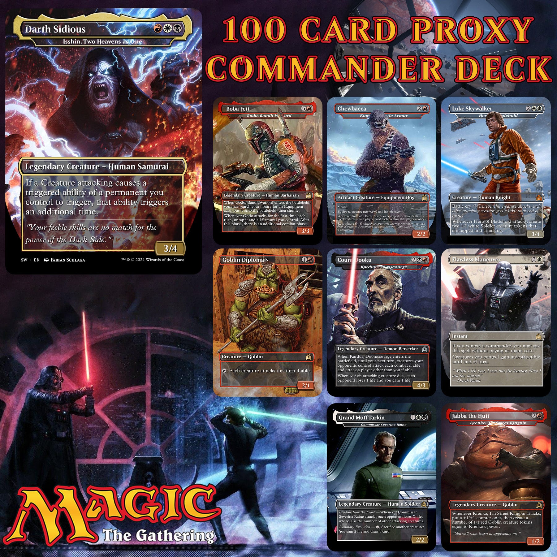 Star Wars 100 Card MTG Proxy EDH Commander Deck — Magic The Gathering Deck [Deck 4]