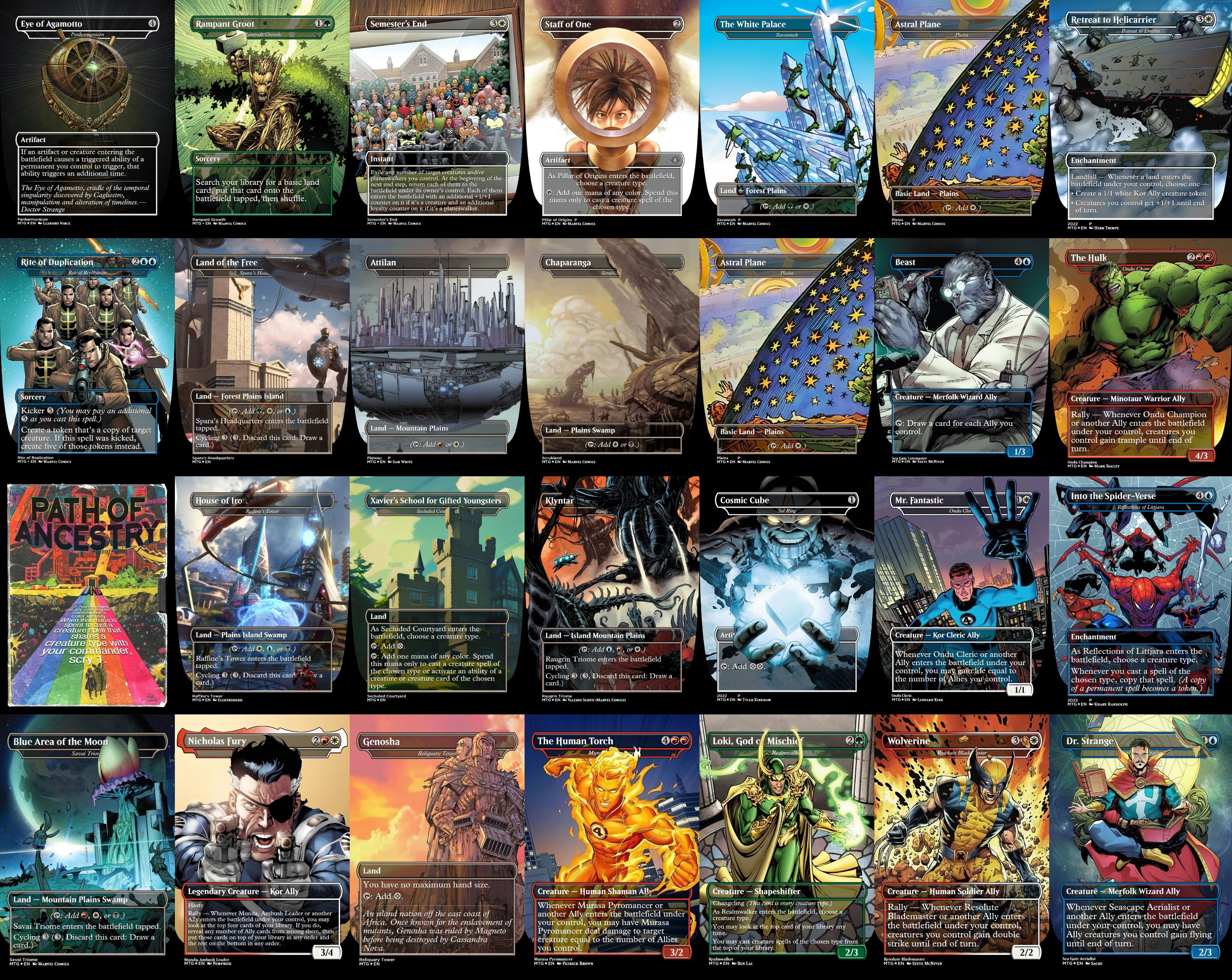 Marvel Stan Lee Super Hero 100 Card MTG Proxy EDH Commander Deck — Custom Magic The Gathering Deck