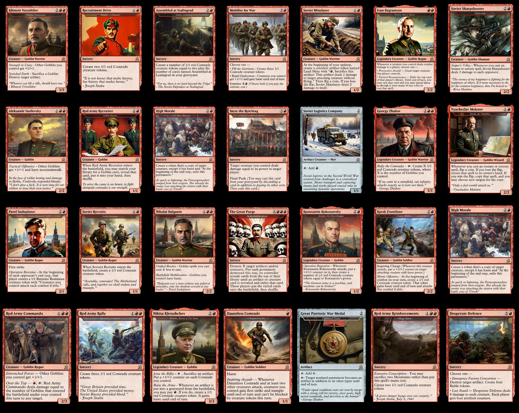 Soviet Russia Stalin USSR 100 Card MTG Proxy EDH Commander Deck — Custom Magic The Gathering Deck