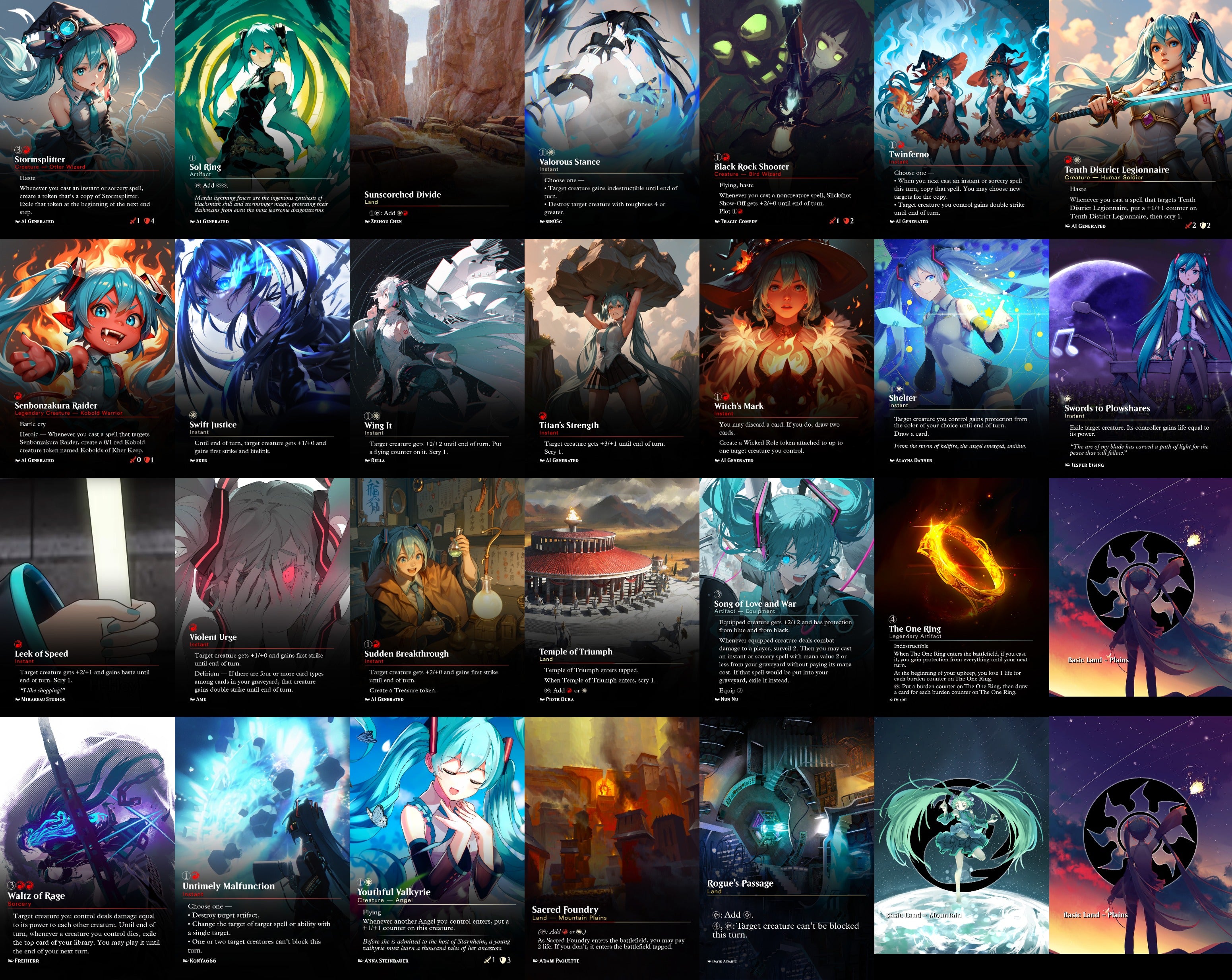 Hatsune Miku Anime MTG Proxy Commander Deck 100 Cards — Custom Magic The Gathering Deck