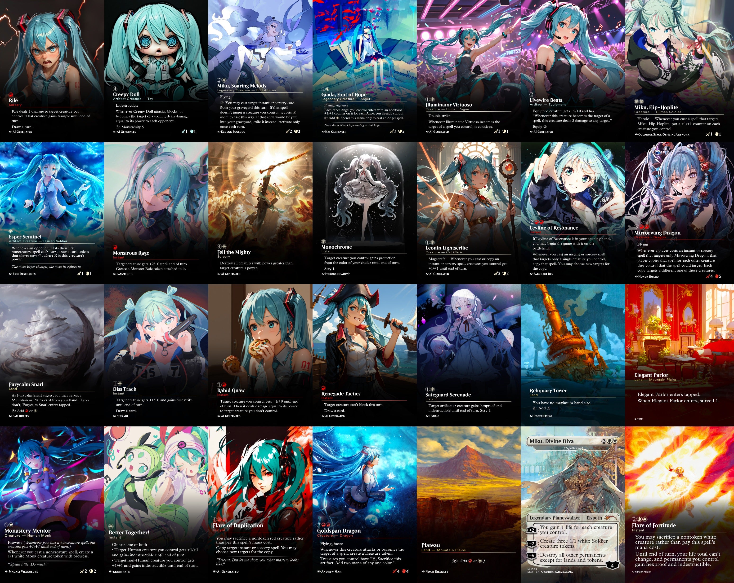 Hatsune Miku Anime MTG Proxy Commander Deck 100 Cards — Custom Magic The Gathering Deck