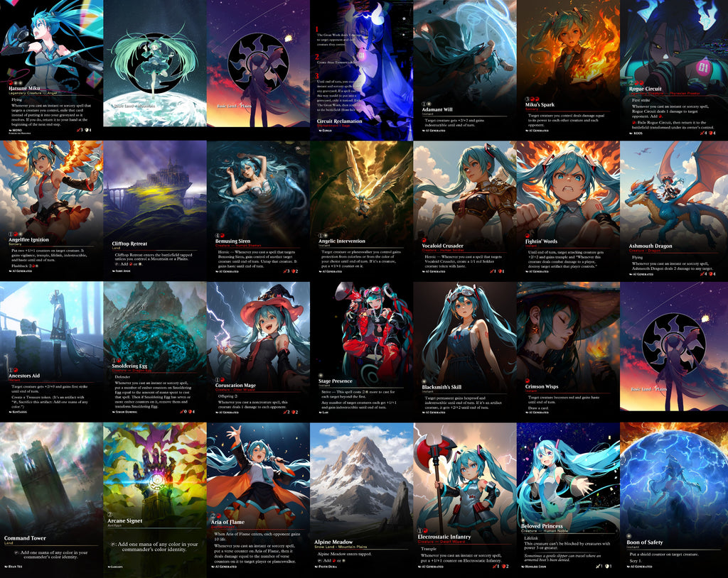 Hatsune Miku Anime MTG Proxy Commander Deck 100 Cards — Custom Magic The Gathering Deck