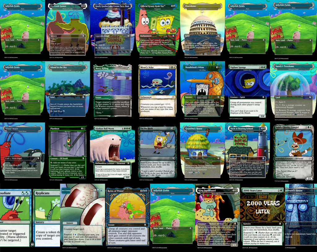 Spongebob Squarepants 100 Card MTG Proxy EDH Commander Deck — Custom Magic The Gathering Deck