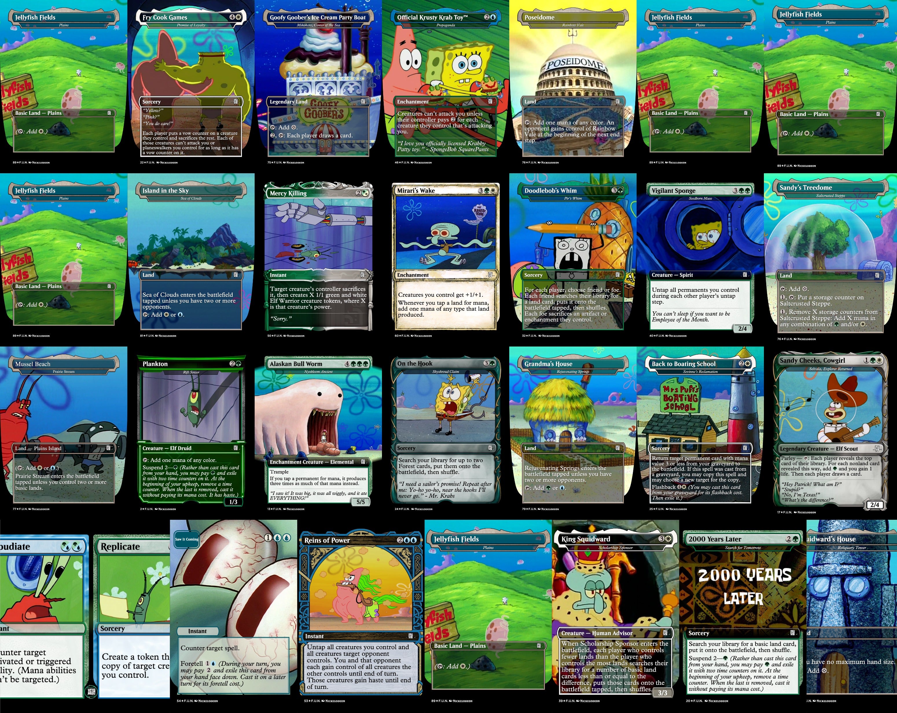 Spongebob Squarepants 100 Card MTG Proxy EDH Commander Deck — Custom Magic The Gathering Deck