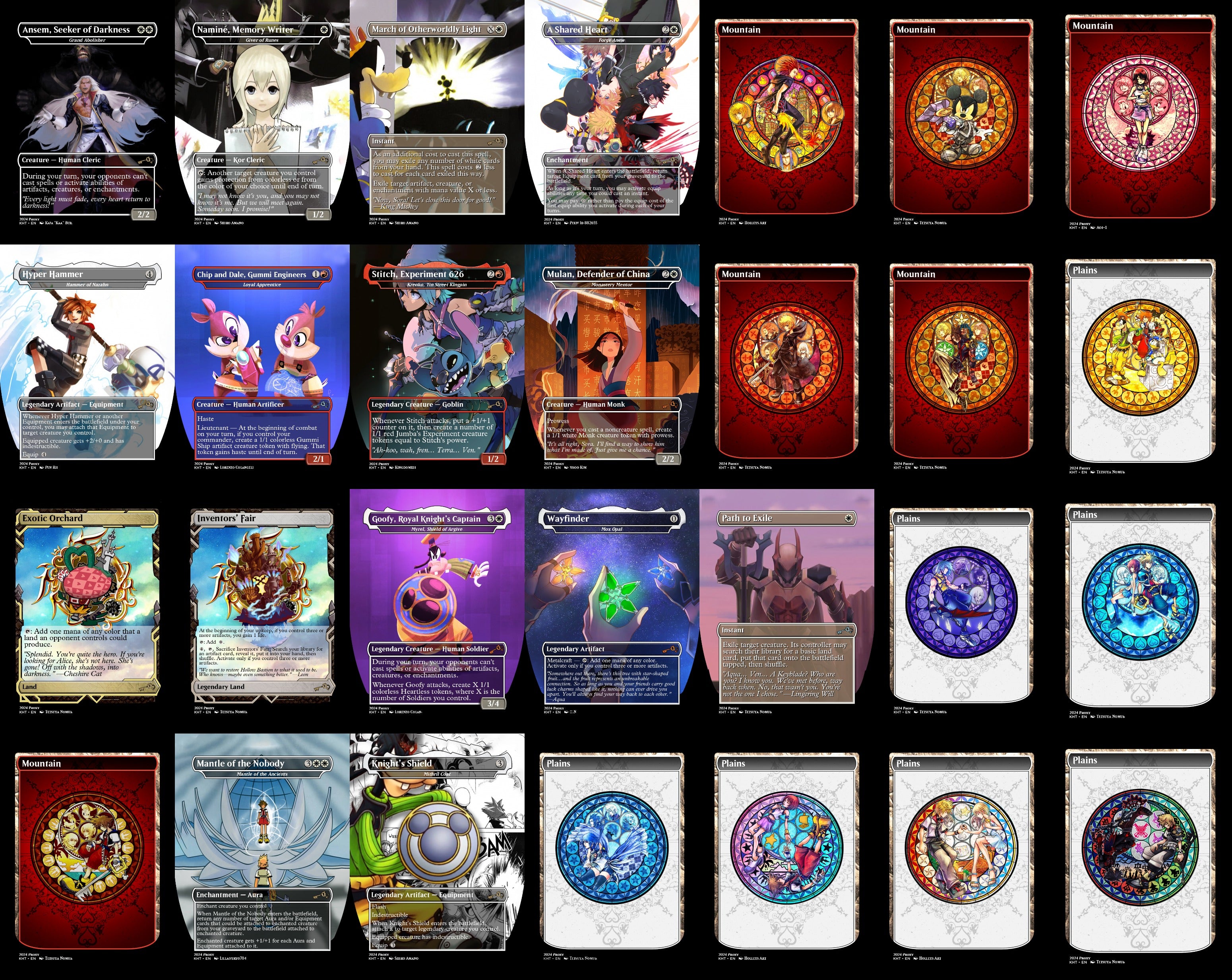 Kingdom Hearts Keyblade 100 Card MTG Proxy EDH Commander Deck — Custom Magic The Gathering Deck