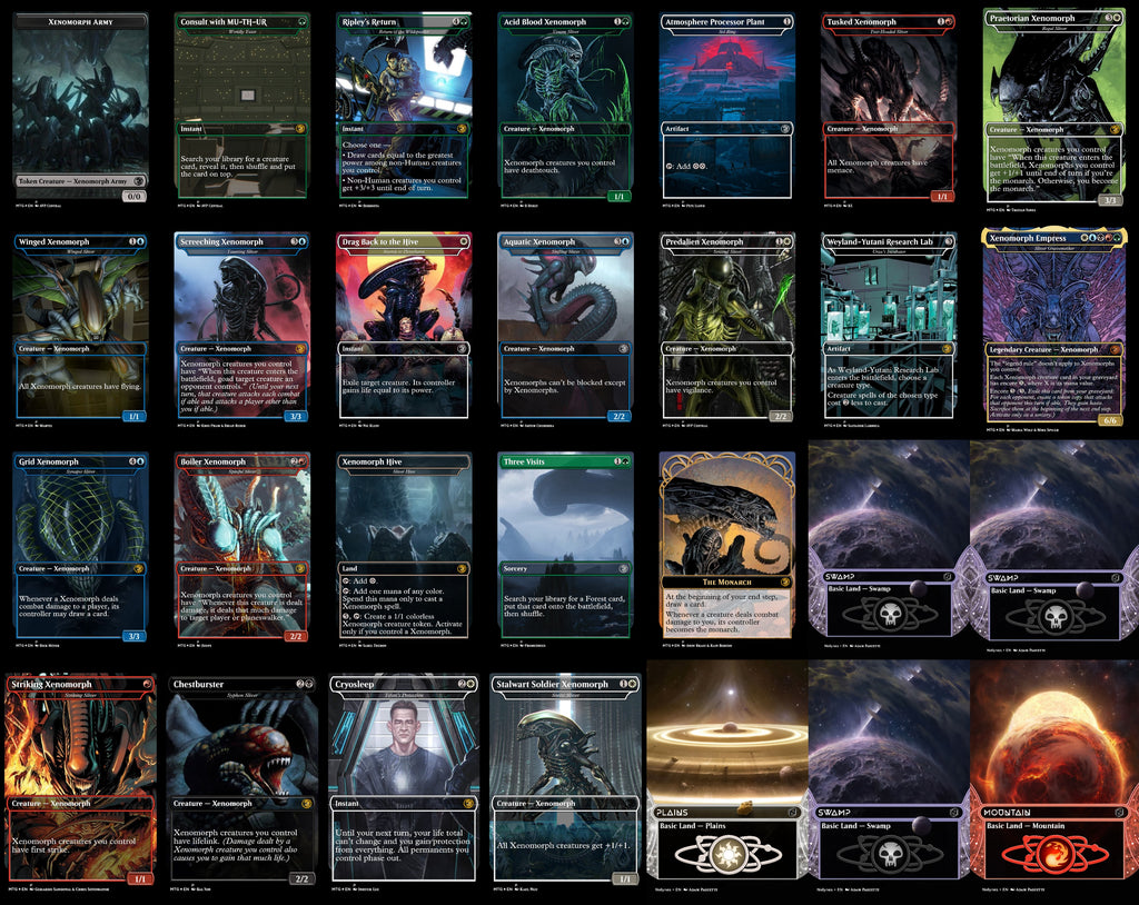 Alien Xenomorph 100 Card MTG Proxy EDH Commander Deck — Custom Magic The Gathering Deck