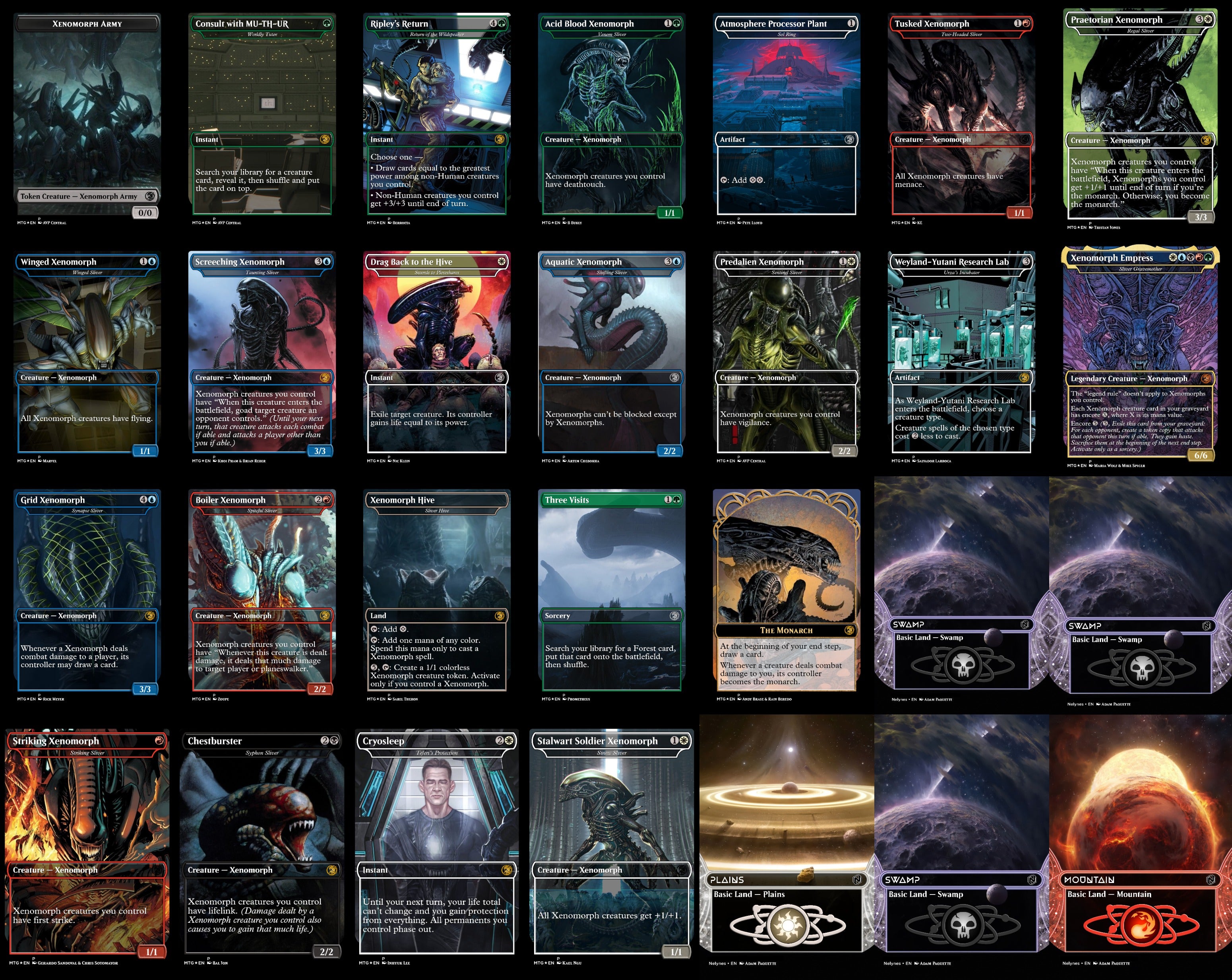 Alien Xenomorph 100 Card MTG Proxy EDH Commander Deck — Custom Magic The Gathering Deck