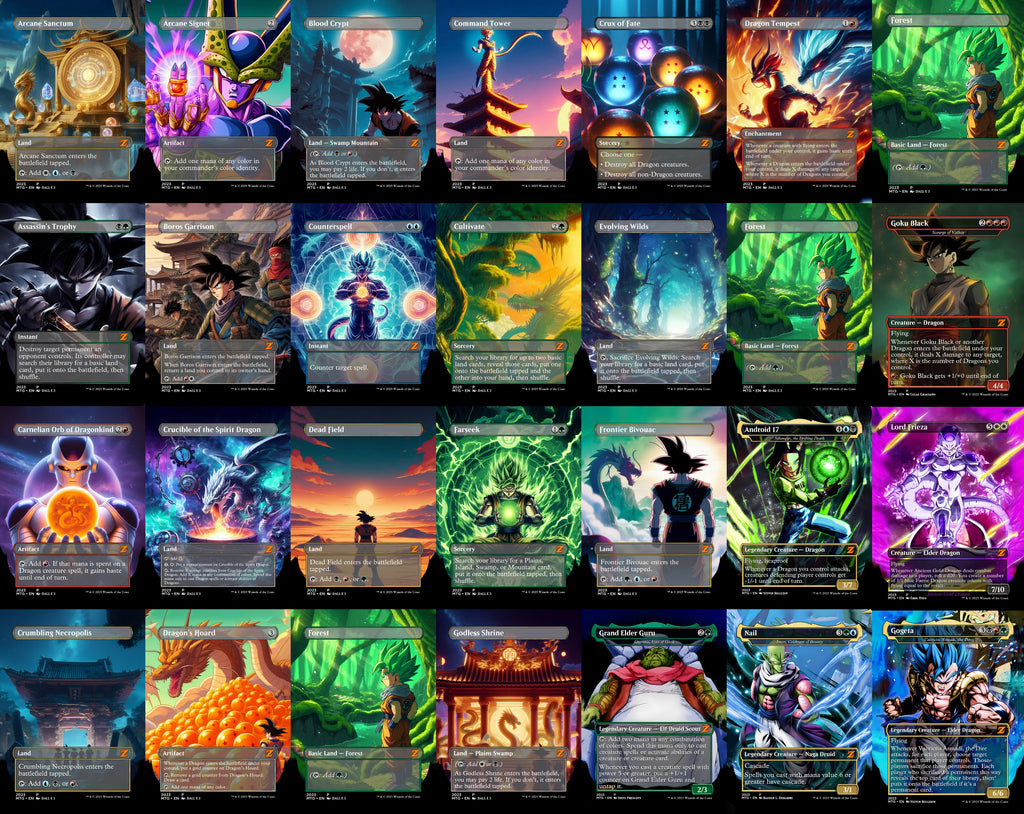 Dragonball Z 100 Card MTG Proxy EDH Commander Deck — Custom Magic The Gathering Deck