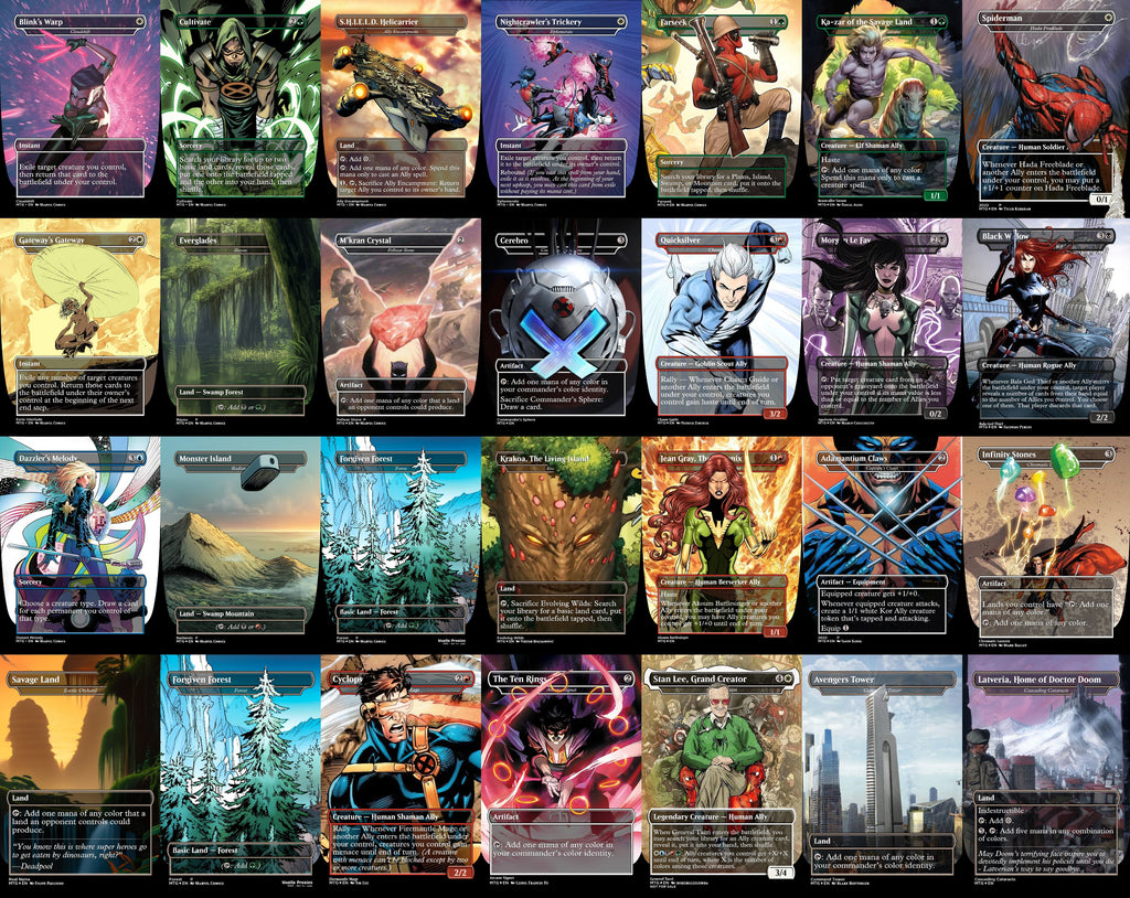 Marvel Stan Lee Super Hero 100 Card MTG Proxy EDH Commander Deck — Custom Magic The Gathering Deck