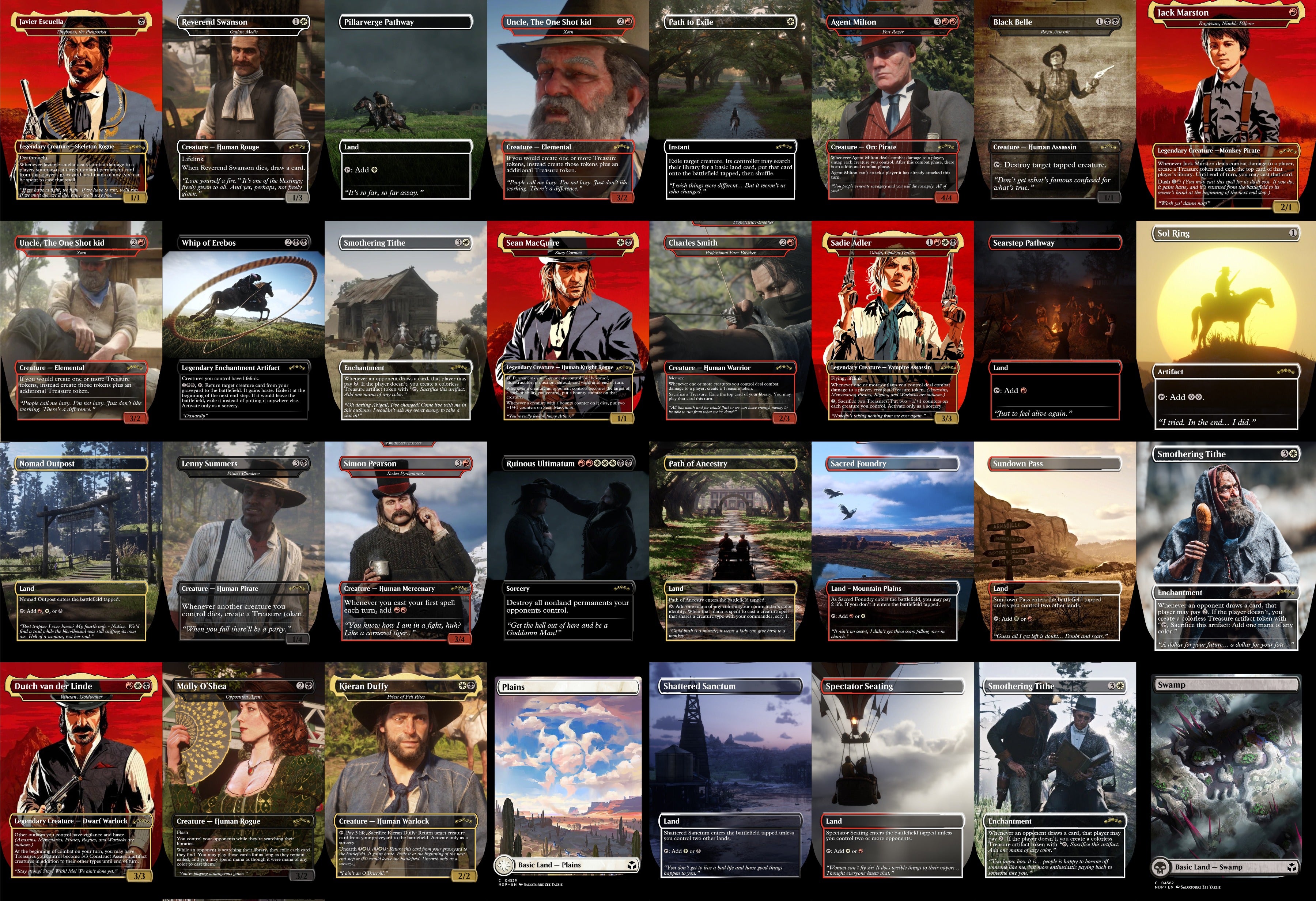 Red Dead Redemption 2 MTG Proxy Commander Deck 100 Cards — Custom Magic The Gathering Deck