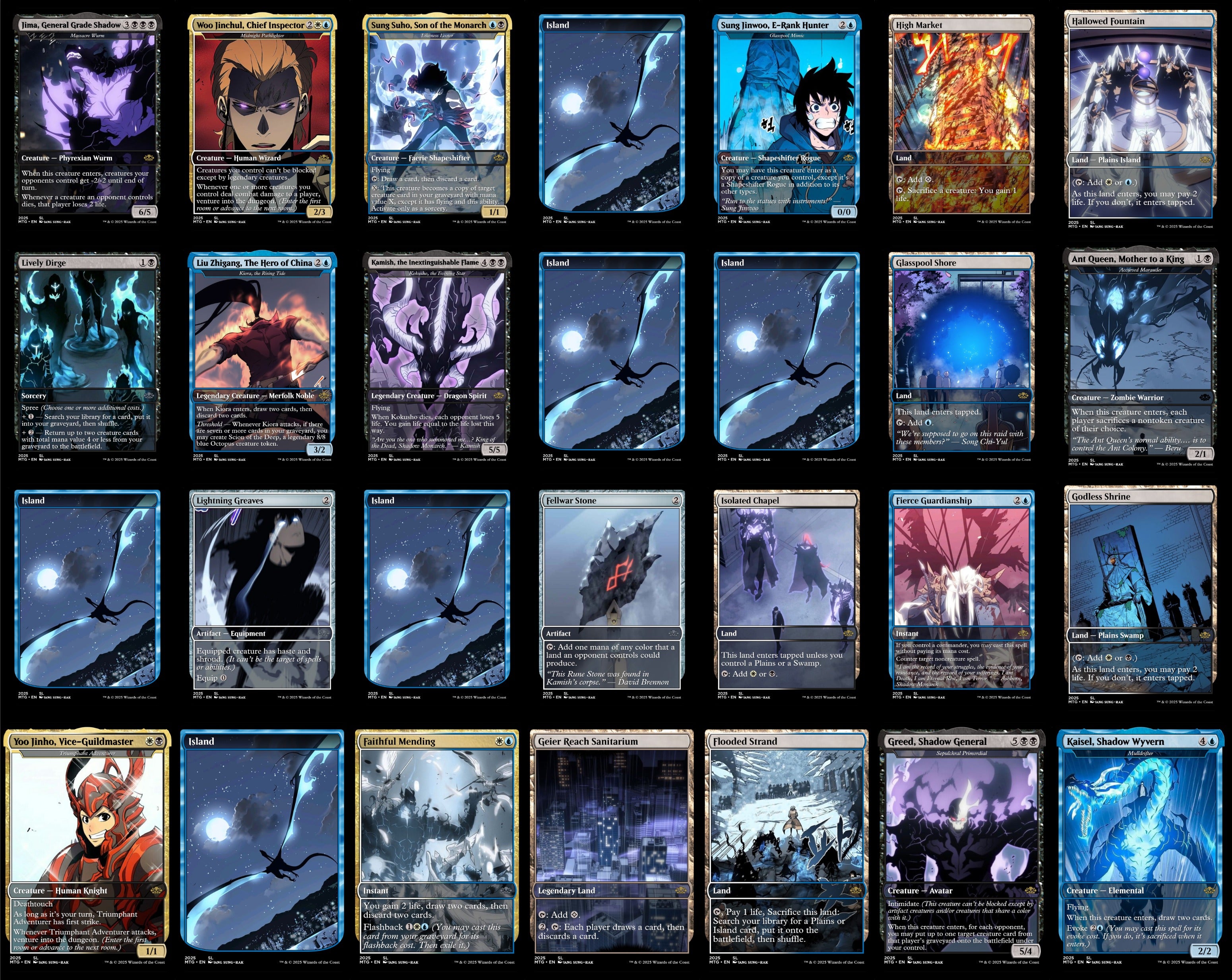 Solo Leveling Anime 100 Card MTG Proxy EDH Commander Deck — Custom Magic The Gathering Deck
