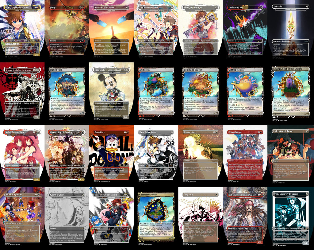 Kingdom Hearts Keyblade 100 Card MTG Proxy EDH Commander Deck — Custom Magic The Gathering Deck