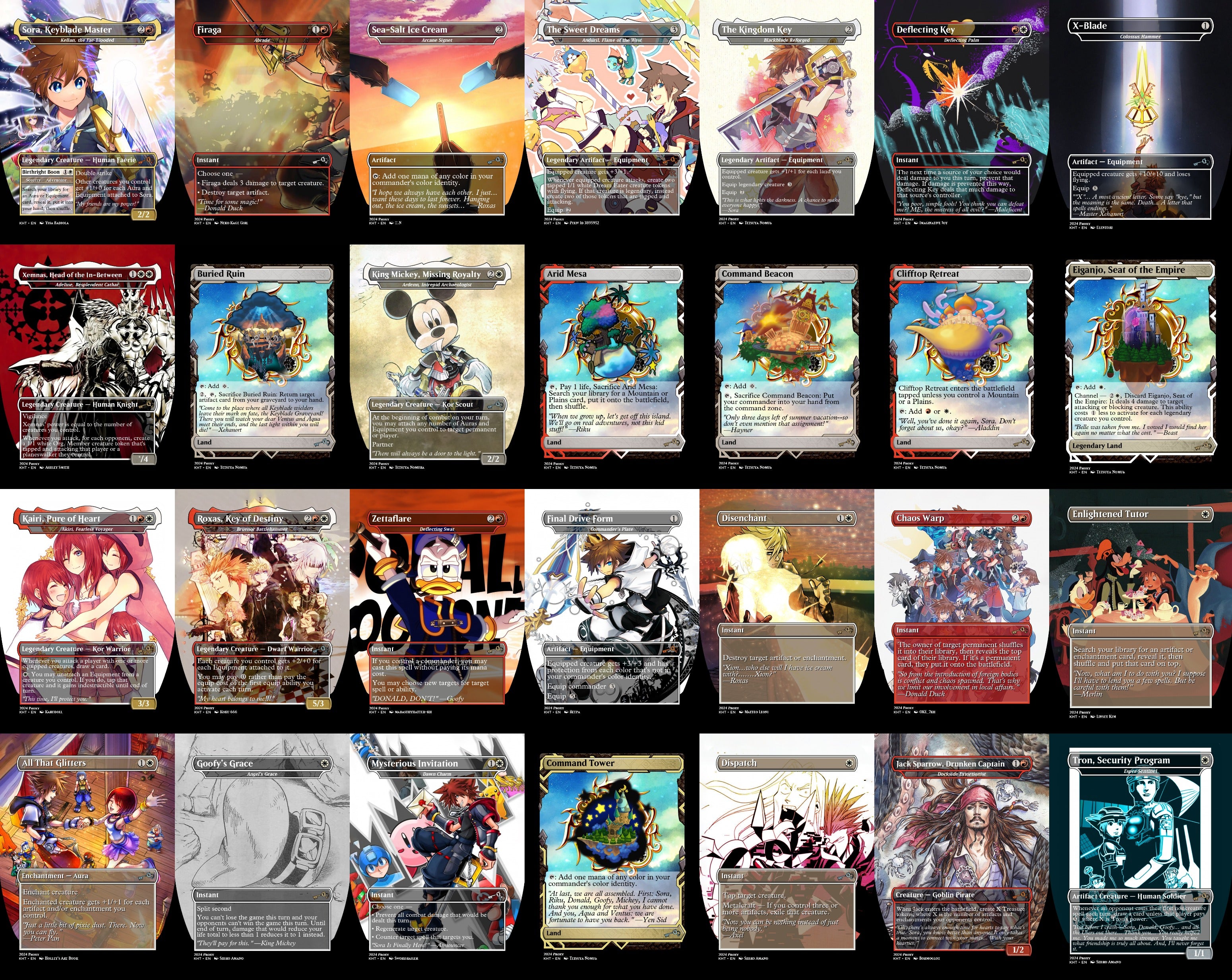 Kingdom Hearts Keyblade 100 Card MTG Proxy EDH Commander Deck — Custom Magic The Gathering Deck