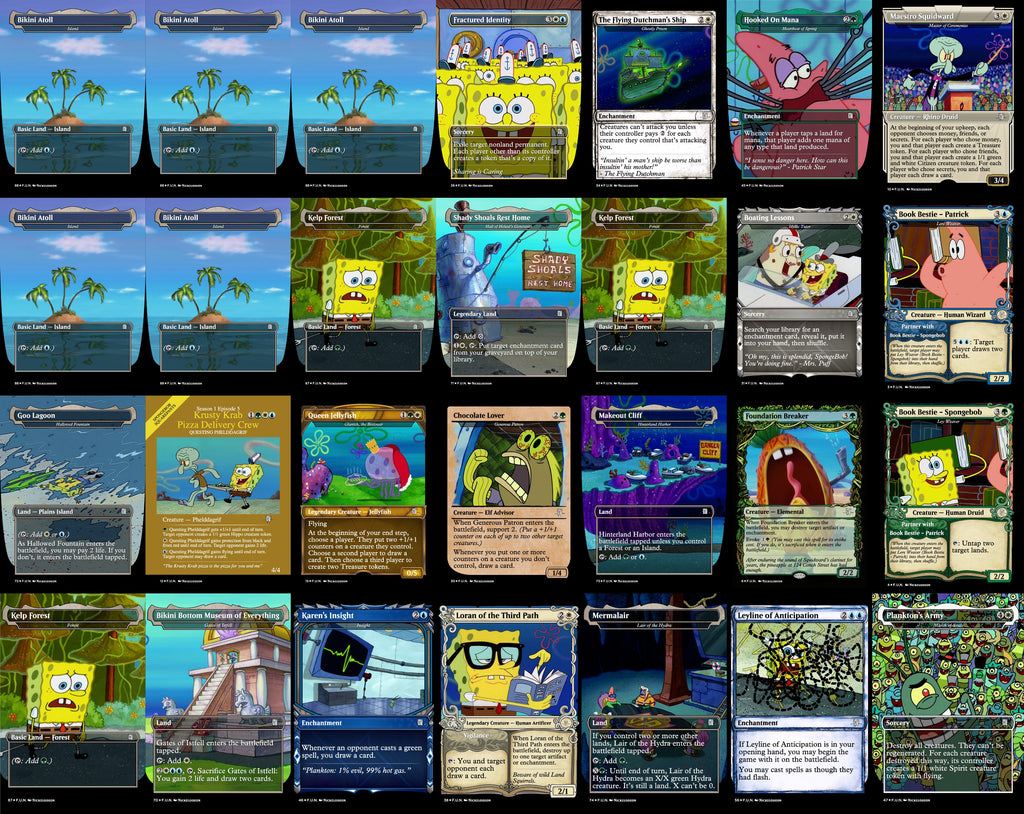 Spongebob Squarepants 100 Card MTG Proxy EDH Commander Deck — Custom Magic The Gathering Deck