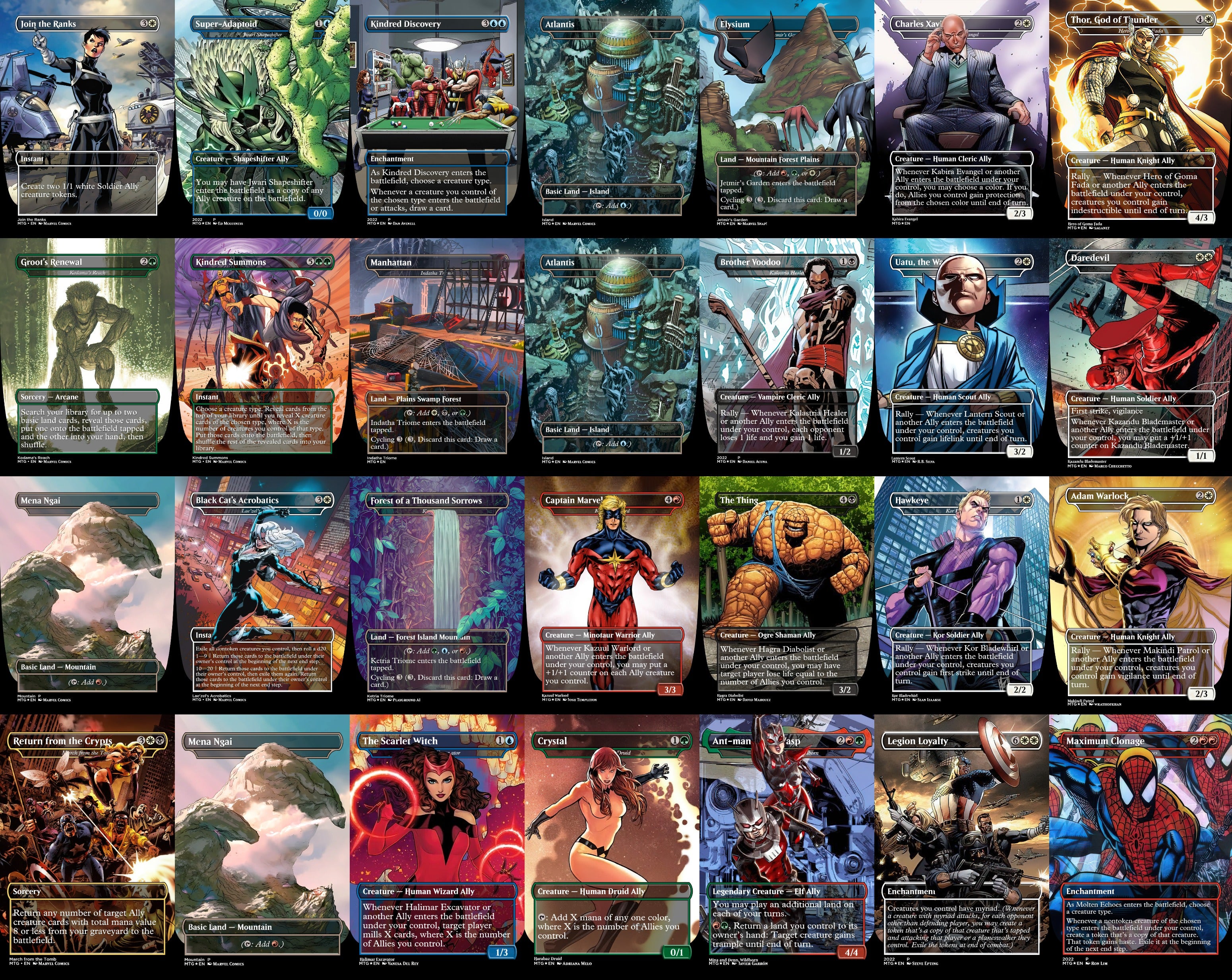 Marvel Stan Lee Super Hero 100 Card MTG Proxy EDH Commander Deck — Custom Magic The Gathering Deck