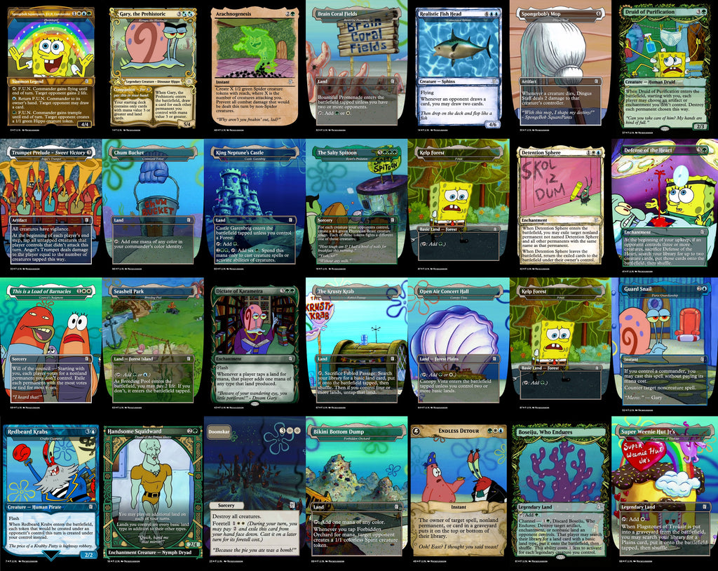 Spongebob Squarepants 100 Card MTG Proxy EDH Commander Deck — Custom Magic The Gathering Deck