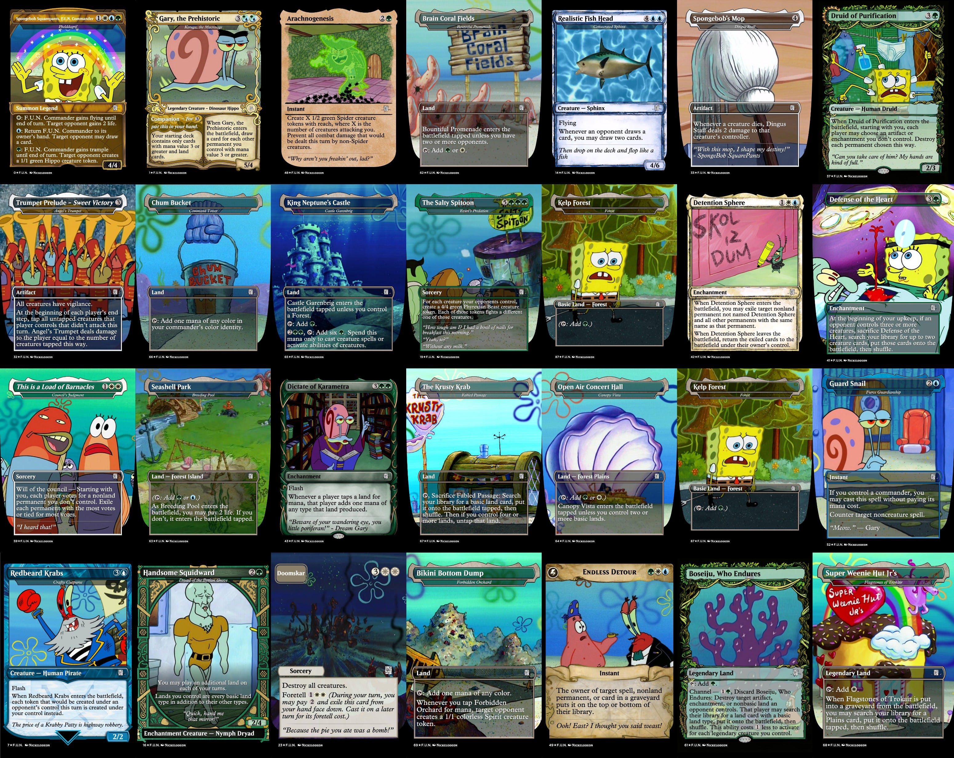 Spongebob Squarepants 100 Card MTG Proxy EDH Commander Deck — Custom Magic The Gathering Deck