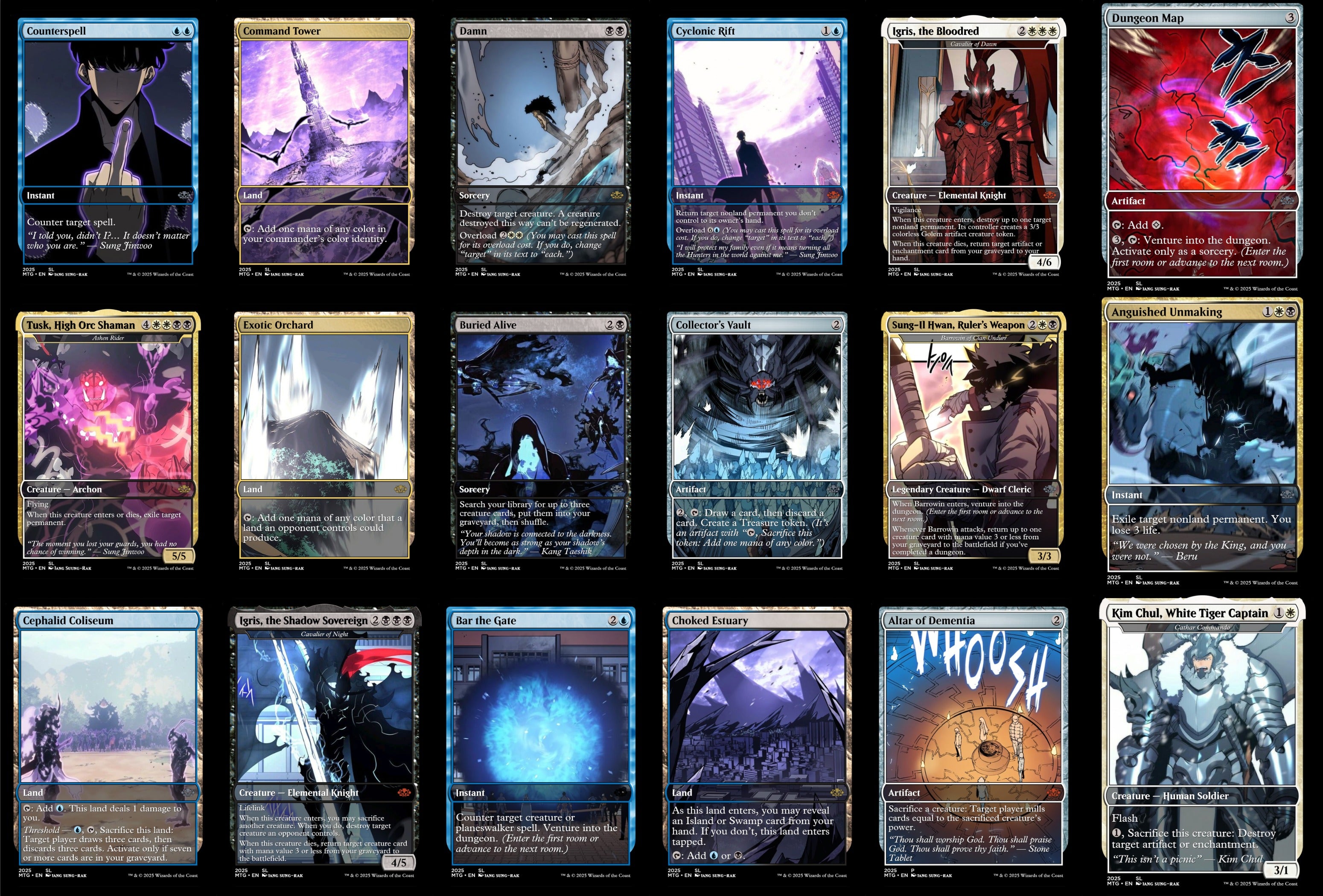 Solo Leveling Anime 100 Card MTG Proxy EDH Commander Deck — Custom Magic The Gathering Deck