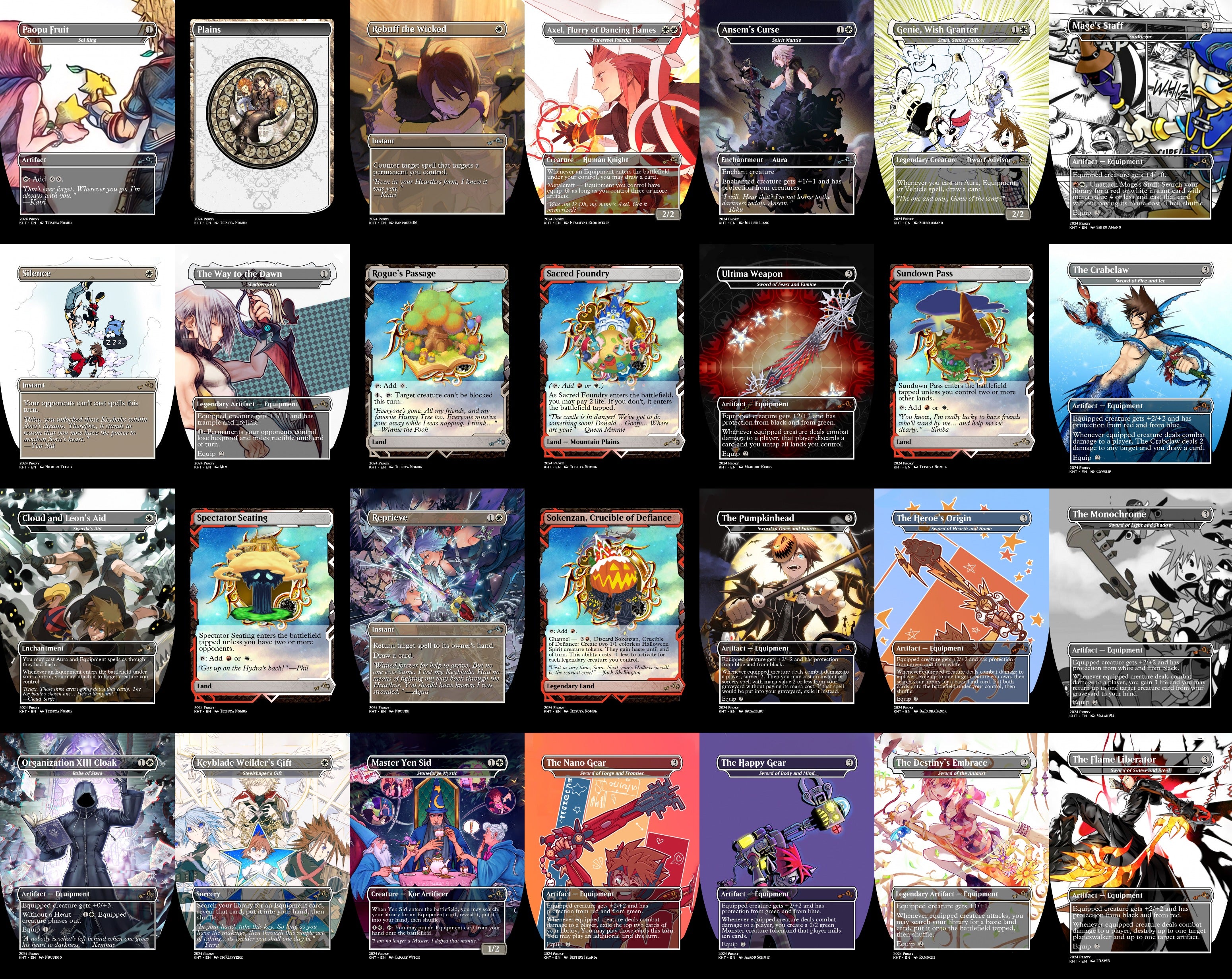 Kingdom Hearts Keyblade 100 Card MTG Proxy EDH Commander Deck — Custom Magic The Gathering Deck