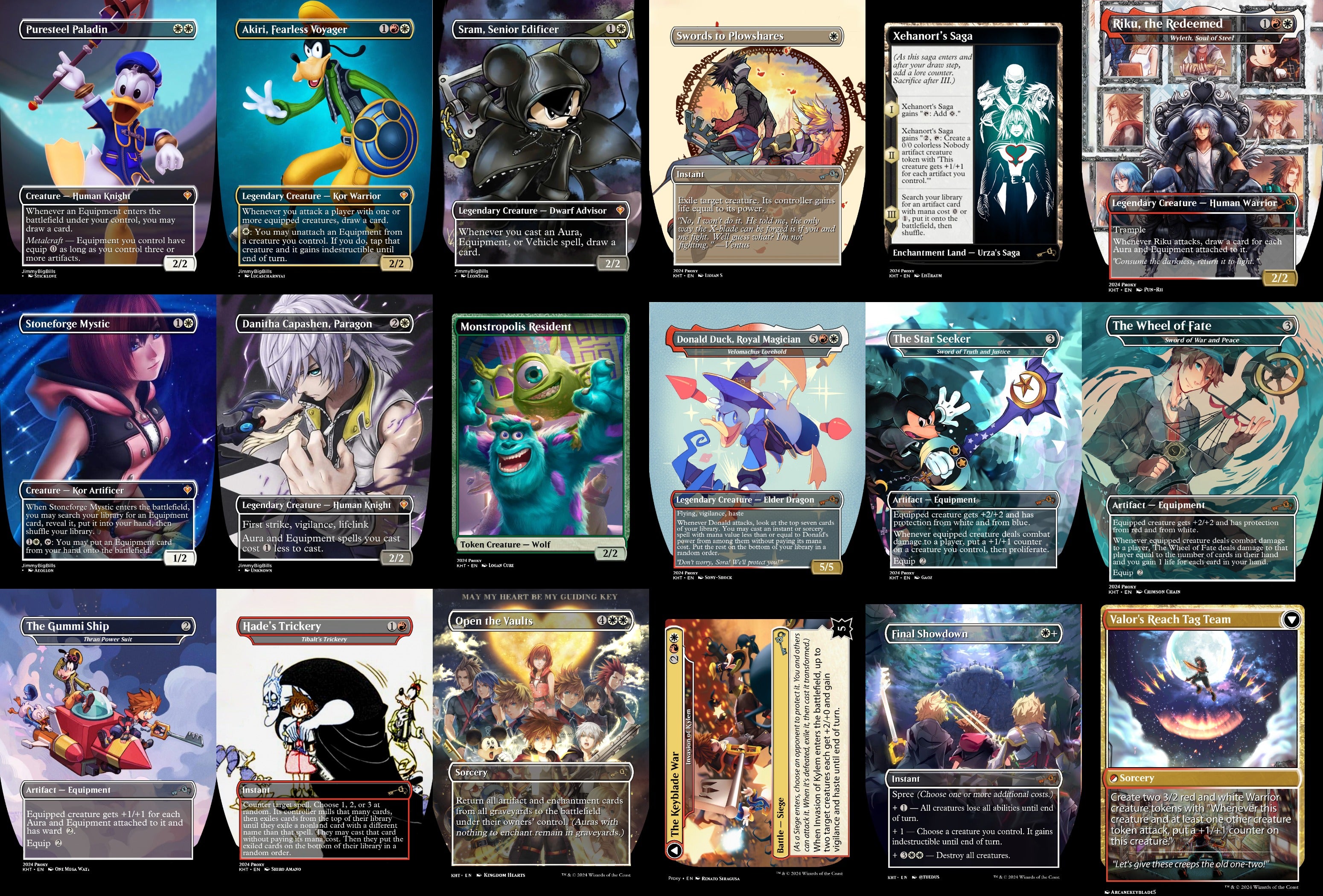 Kingdom Hearts Keyblade 100 Card MTG Proxy EDH Commander Deck — Custom Magic The Gathering Deck
