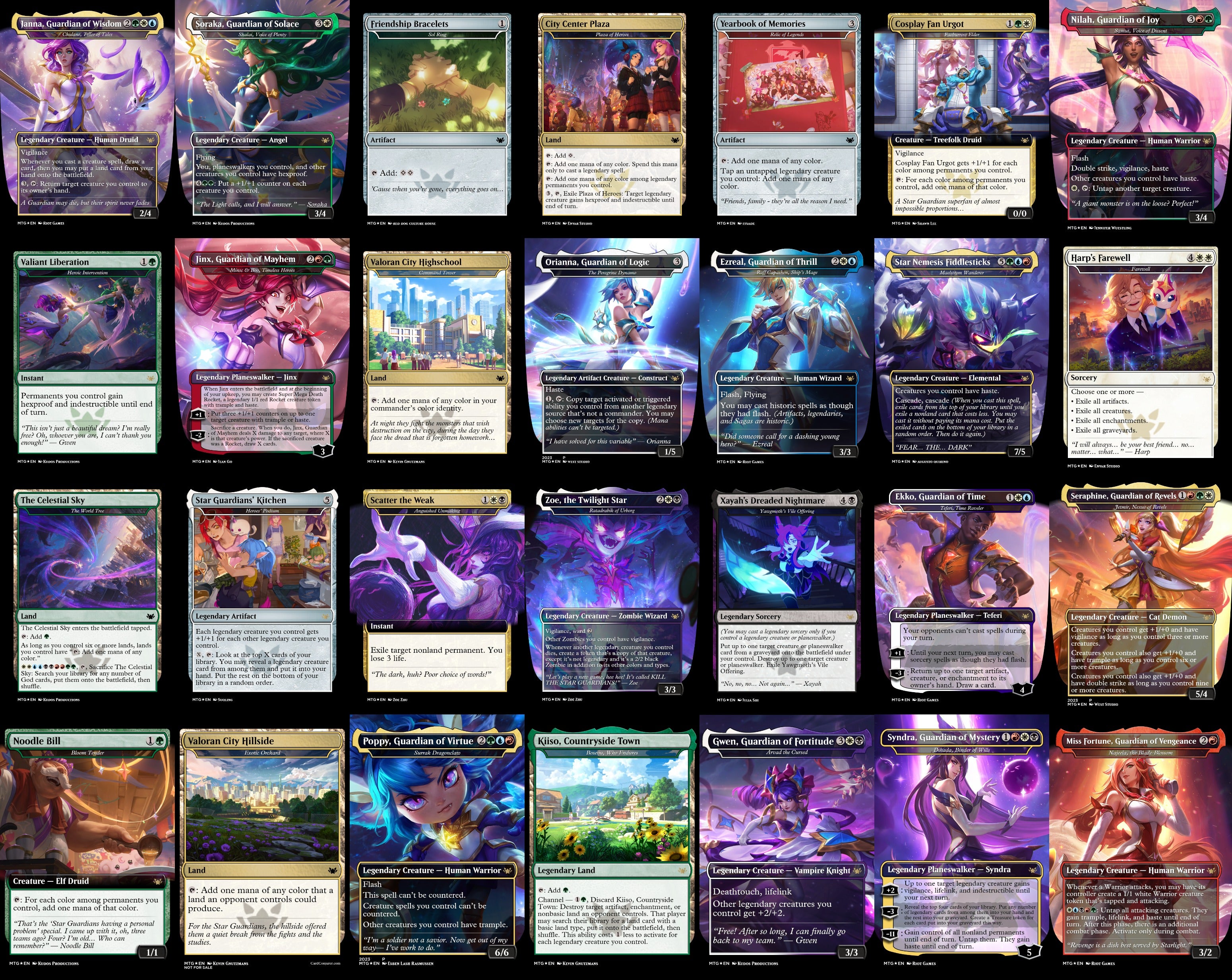 League of Legends Star Guardian 100 Card MTG Proxy EDH Commander Deck — Magic The Gathering Deck