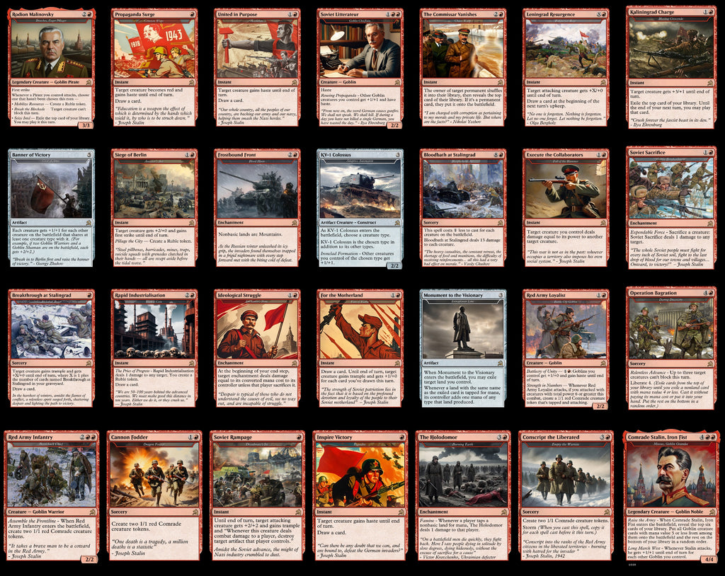 Soviet Russia Stalin USSR 100 Card MTG Proxy EDH Commander Deck — Custom Magic The Gathering Deck