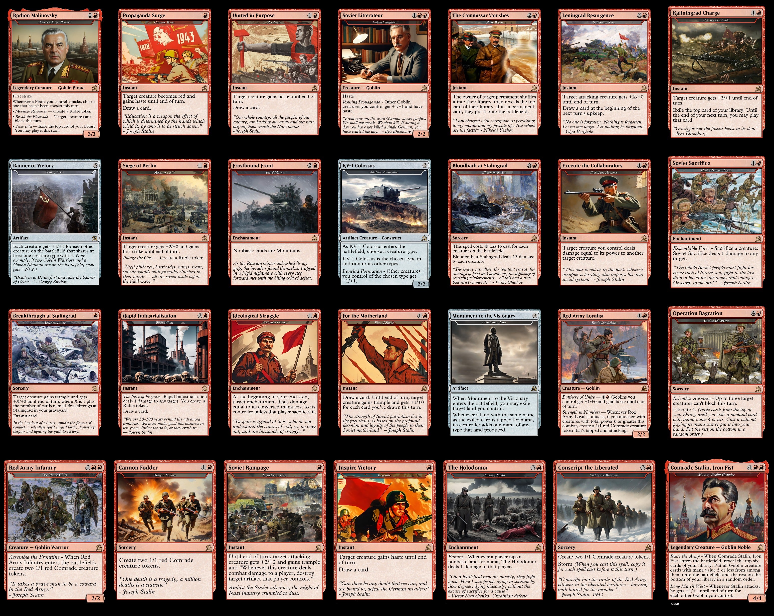 Soviet Russia Stalin USSR 100 Card MTG Proxy EDH Commander Deck — Custom Magic The Gathering Deck