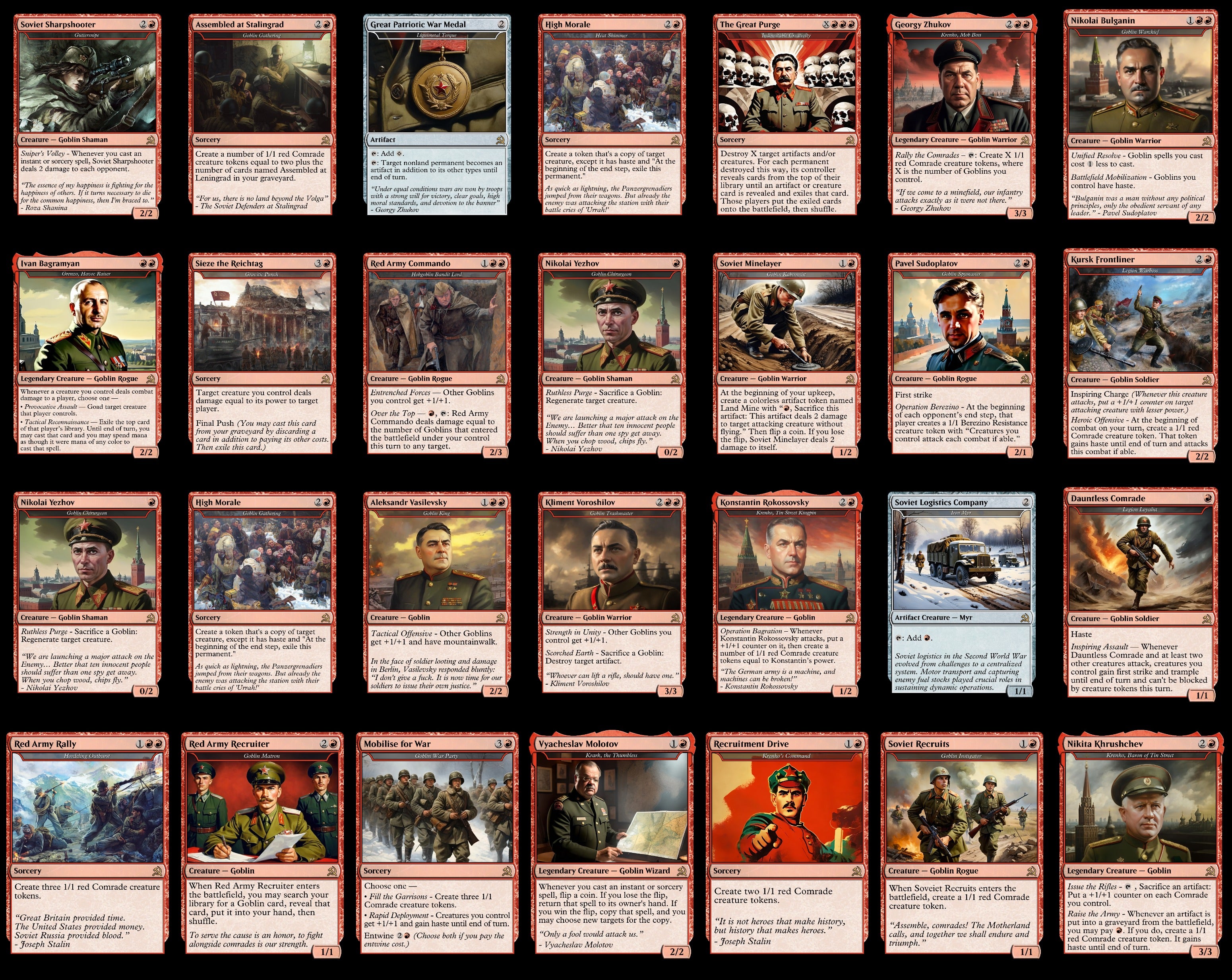 Soviet Russia Stalin USSR 100 Card MTG Proxy EDH Commander Deck — Custom Magic The Gathering Deck