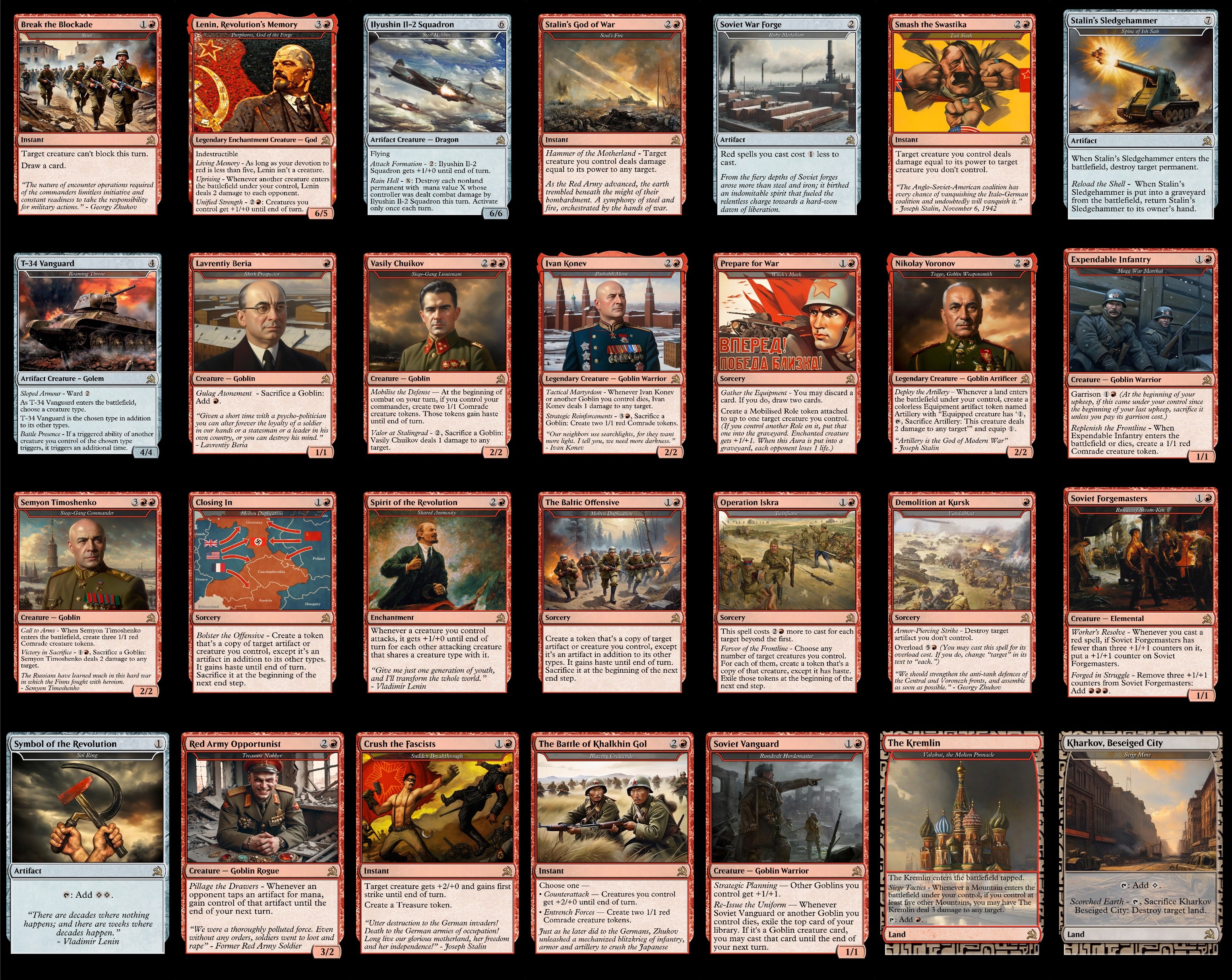 Soviet Russia Stalin USSR 100 Card MTG Proxy EDH Commander Deck — Custom Magic The Gathering Deck