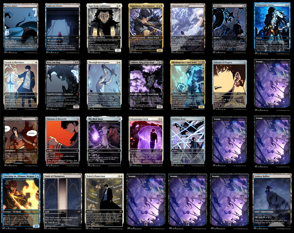 Solo Leveling Anime 100 Card MTG Proxy EDH Commander Deck — Custom Magic The Gathering Deck