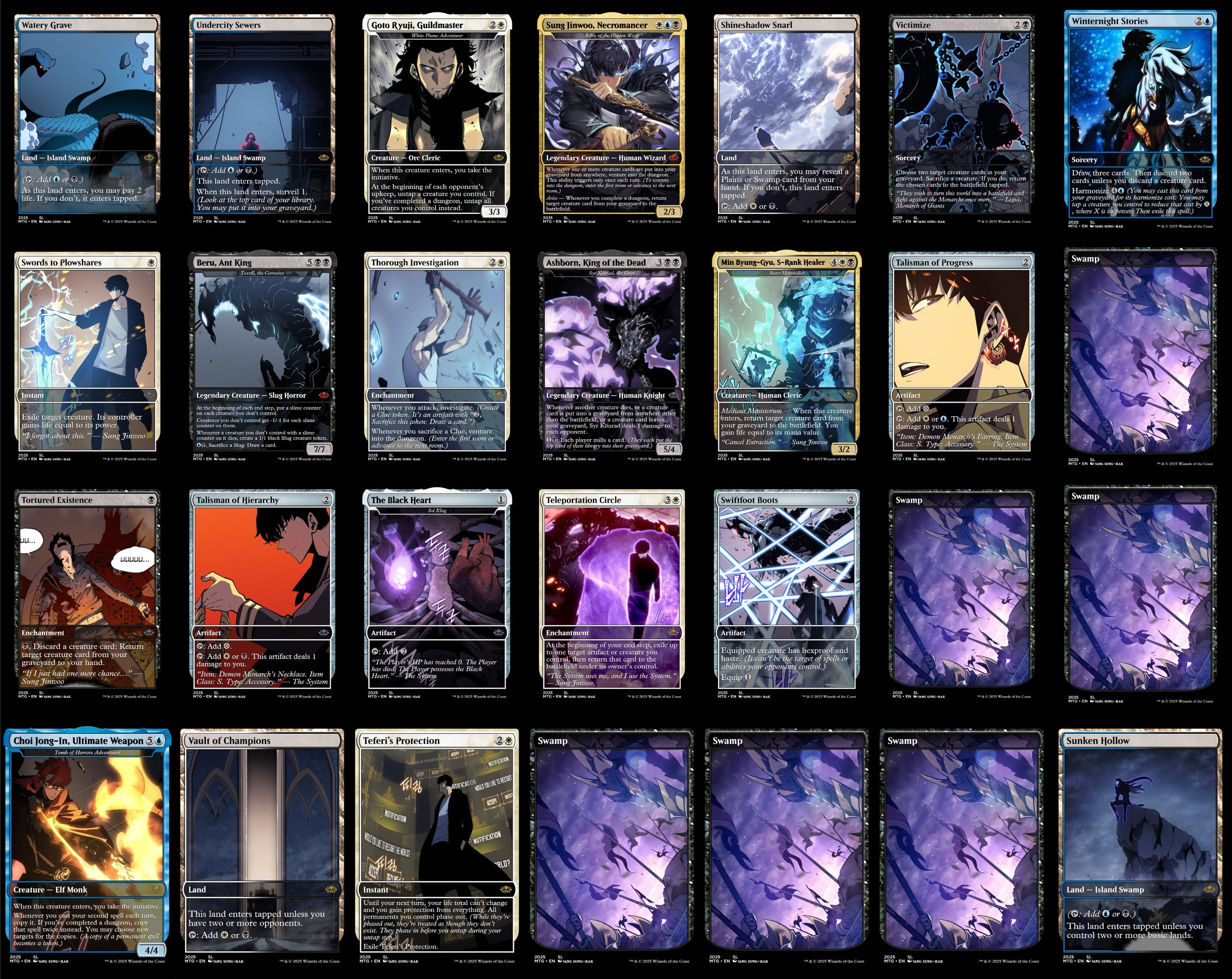 Solo Leveling Anime 100 Card MTG Proxy EDH Commander Deck — Custom Magic The Gathering Deck