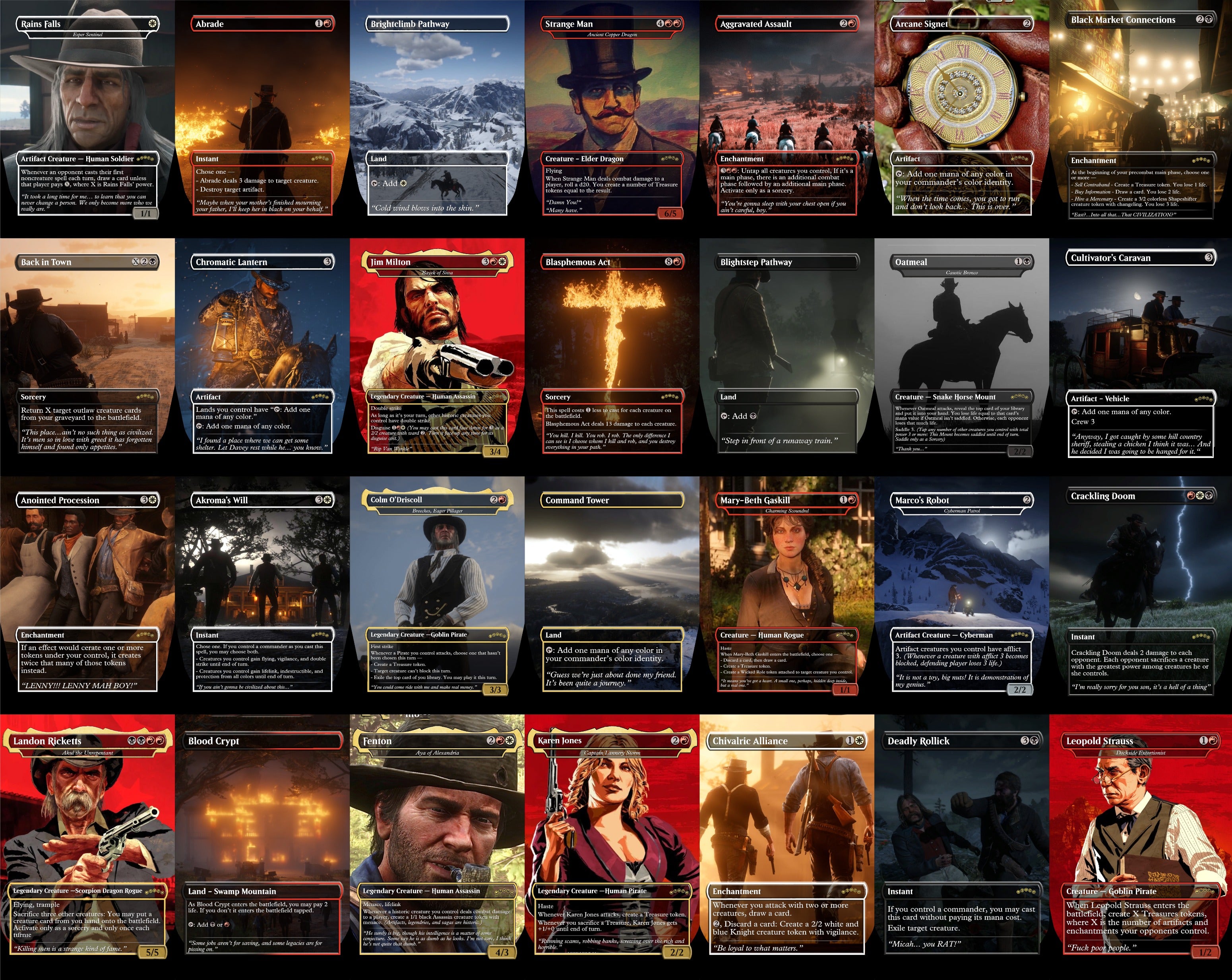 Red Dead Redemption 2 MTG Proxy Commander Deck 100 Cards — Custom Magic The Gathering Deck