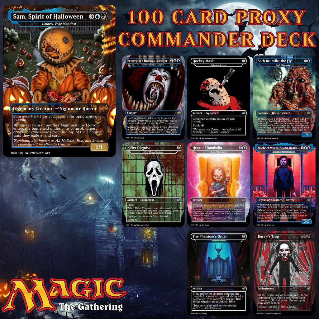 Horror Themed Halloween Movies MTG Proxy Commander Deck — Custom Magic The Gathering Deck