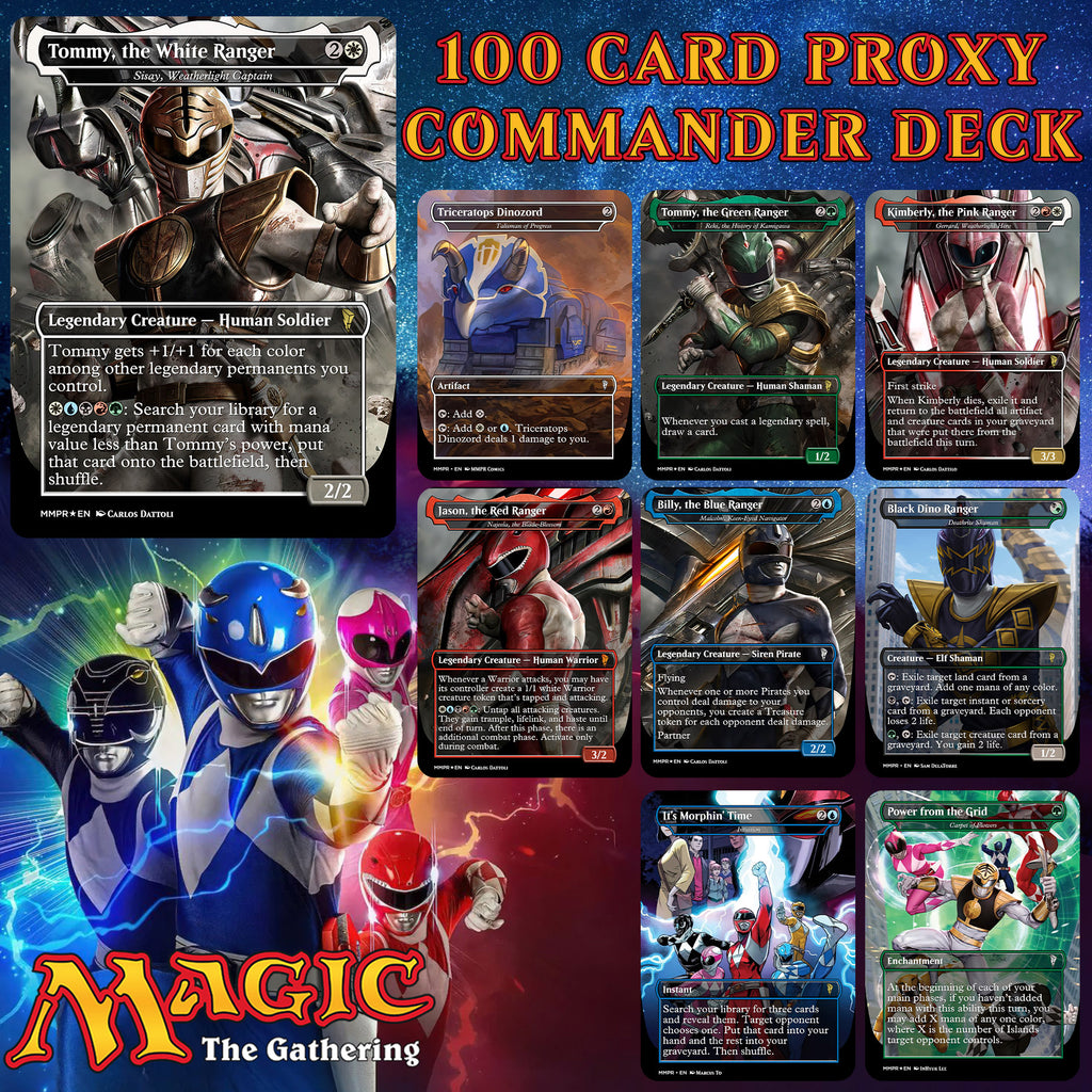 Power Rangers MTG Proxy Commander Deck 100 Cards — Custom Magic The Gathering Deck