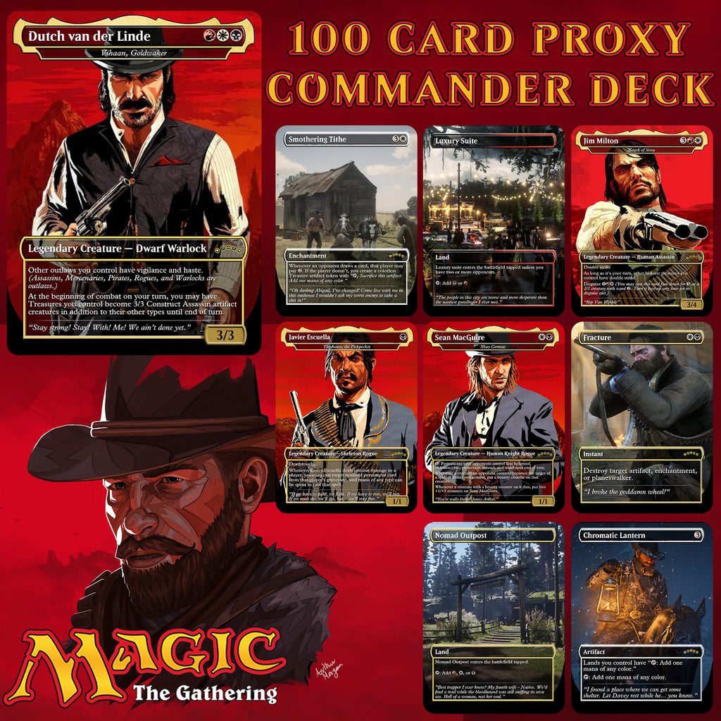 Red Dead Redemption 2 MTG Proxy Commander Deck 100 Cards — Custom Magic The Gathering Deck