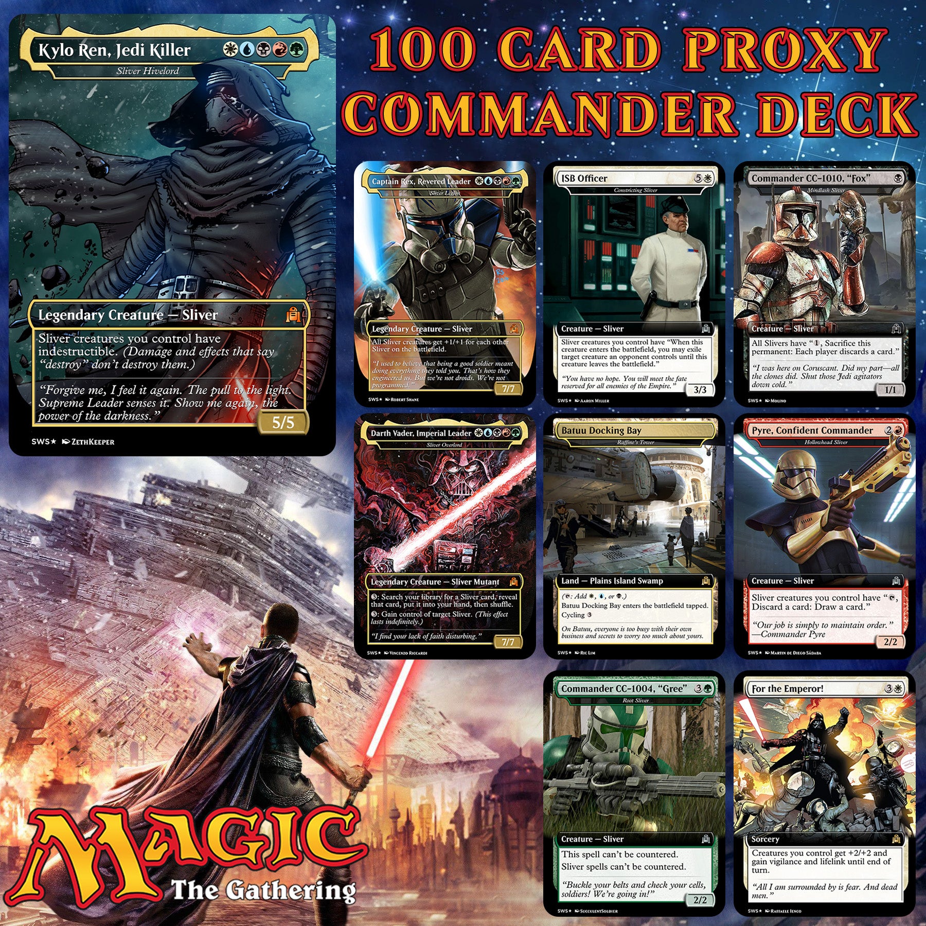 Star Wars Slivers 100 Card MTG Proxy EDH Commander Deck — Custom Magic The Gathering Deck [Deck 1]